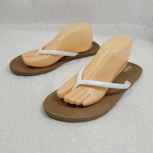 Okabashi Shoes - Okabashi Womens Comfort Flip Flop Brown White Slip On Sandals Size US 11